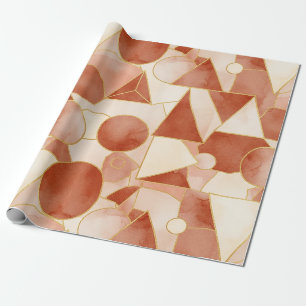 Terracotta Geometric - Gold Line Art Mosaic Wrapping Paper