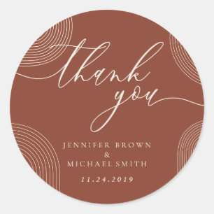 Terracotta Geometric Line Branding Gift Thank You Classic Round Sticker