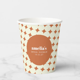 Terracotta Geometric Unique Bridal Shower Custom Paper Cups