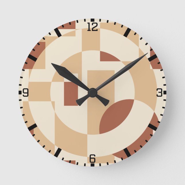 Terracotta geometry Seamless pattern Round Clock (Front)