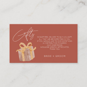 Terracotta gift registry honeymoon fund wedding  enclosure card