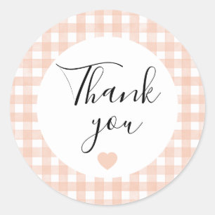 Terracotta Gingham Thank You Favour Sticker