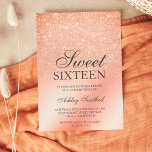 Terracotta glitter ombre metallic chic Sweet 16 Invitation<br><div class="desc">A chic and luxurious terracotta orange faux glitter ombre metallic foil design with elegant calligraphy typography for a Sweet 16 birthday party invitation .</div>