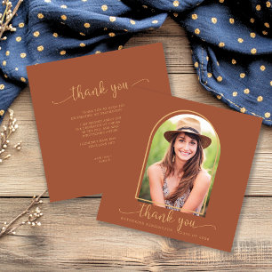Terracotta Gold Arch Photo Graduation Thank You