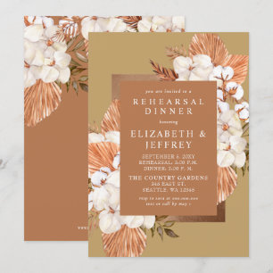 Terracotta Gold Boho Pampas Rehearsal Dinner Invitation