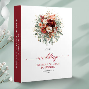 Terracotta Gold Burgundy Floral Autumn wedding mem Binder