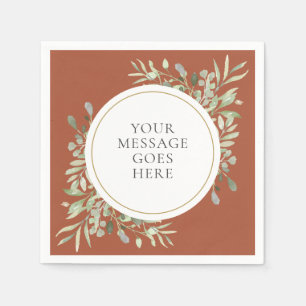 Terracotta Gold Eucalyptus Greenery Foliage Napkin