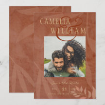 Terracotta Gold Fall Wedding PHOTO Save The Date