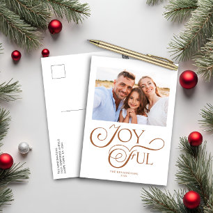 Terracotta Gold Joyful Christmas Holiday Photo Postcard