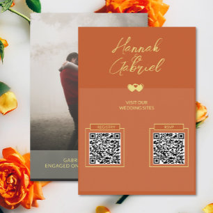 Terracotta Gold Photo Wedding QR Cd Enclosure Card