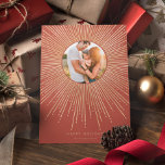 Terracotta & Gold Sunburst Frame Art Deco Photo Holiday Card<br><div class="desc">A minimalist and slightly retro art deco terracotta and gold holiday cards collection,  with striking sunburst frames. Easily customizable with your family picture,  and greeting message.</div>