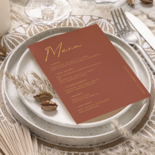 Terracotta Gold Typographie Mariage Table Menu