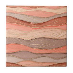 Terracotta Gold Vein Marble - Warm Luxury 10 Tile