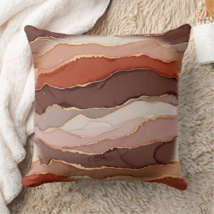 Terracotta Gold Vein Marble - Warm Luxury (1) Throw Pillow