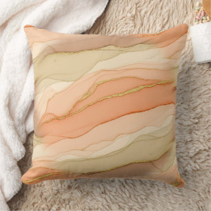 Terracotta Gold Vein Marble - Warm Luxury (3) Throw Pillow