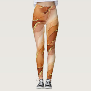 Terracotta Gold Vein Marble - Warm Luxury (6)      Leggings