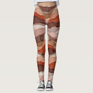 Terracotta Gold Vein Marble - Warm Luxury Leggings