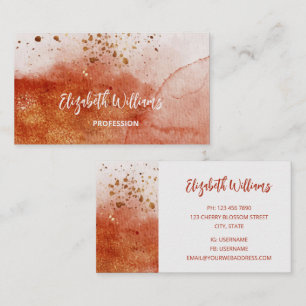 Terracotta Gold Watercolor Background Business Card