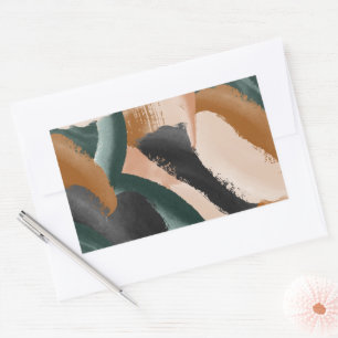 Terracotta, green abstract painted minimal modern sticker