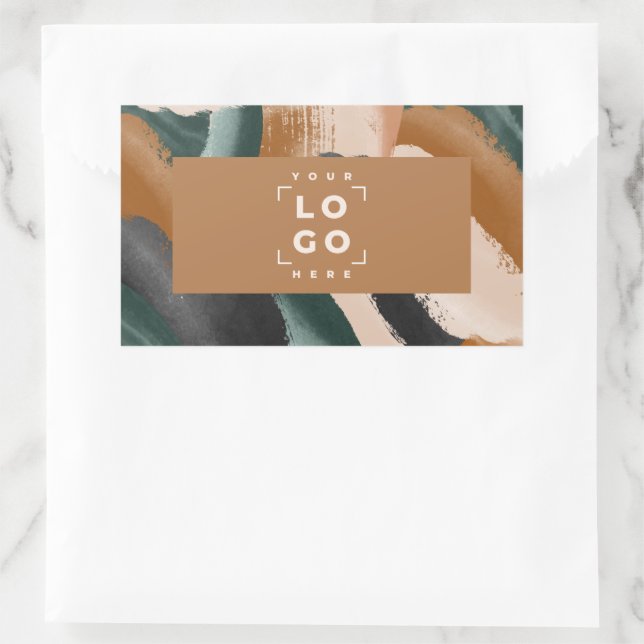 Terracotta, green abstract painted minimal modern  sticker (Bag)