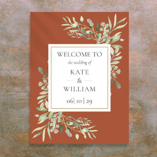 Terracotta Green Botanical Mariage Affiche de bien