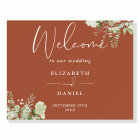 Terracotta Green Floral Mariage Affiche de bienven