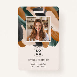 Terracotta green modern minimal photo abstract badge