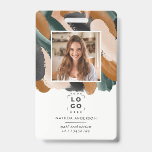 Terracotta green modern minimal photo abstract badge