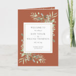 Terracotta Greenery Foliage Wedding Program<br><div class="desc">Featuring delicate watercolor greenery leaves on a terracotta background,  this chic botanical folded wedding program can be personalized with your special wedding day information. Designed by Thisisnotme©</div>