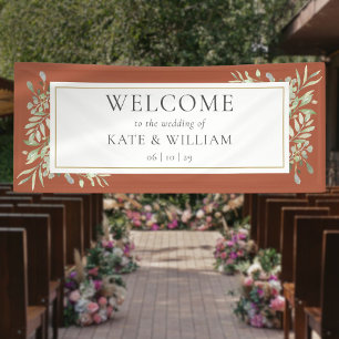 Terracotta Greenery Foliage Wedding Welcome Banner