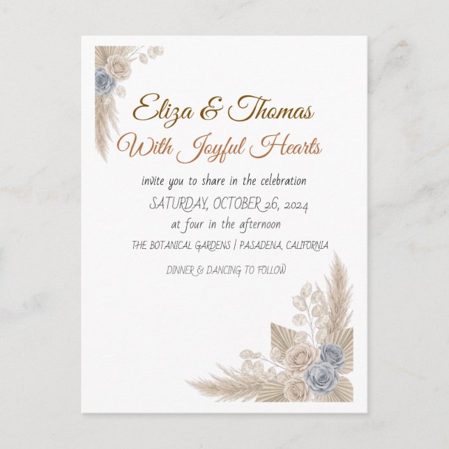 Terracotta & Greenery Geometric Boho Wedding Invit Postcard (Front)