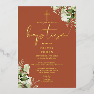 Terracotta Greenery Monogram Baptism Gold
