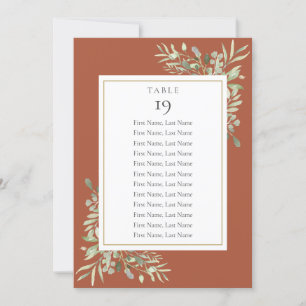 Terracotta Greenery Seating Chart Table Number