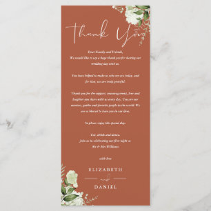 Terracotta Greenery Wedding Thank You Place Card