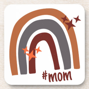 Terracotta Grey Bohemian Rainbow Personalized #mom Coaster