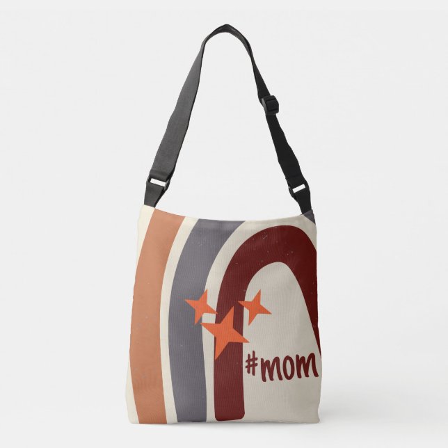 Terracotta Grey Bohemian Rainbow Personalized #mom Crossbody Bag (Front)