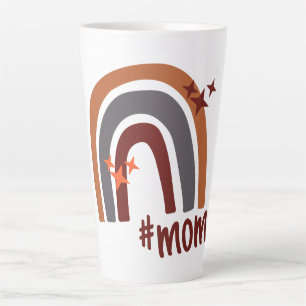 Terracotta Grey Bohemian Rainbow Personalized #mom Latte Mug