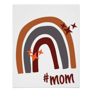 Terracotta Grey Bohemian Rainbow Personalized #mom Poster