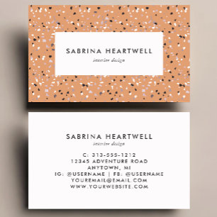 Terracotta Grey Terrazzo Pattern Interior Design Business Card