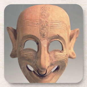 Terracotta grinning mask from San Sperate, 6th-5th Coaster