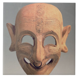 Terracotta grinning mask from San Sperate, 6th-5th Tile
