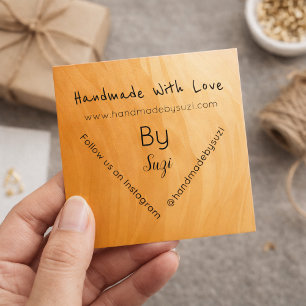 Terracotta Handmade With Love By Name Square Business Card