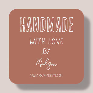 Terracotta   Handmade With Love Square Sticker