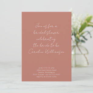 Terracotta Handwriting Script Trendy Bridal Shower Invitation