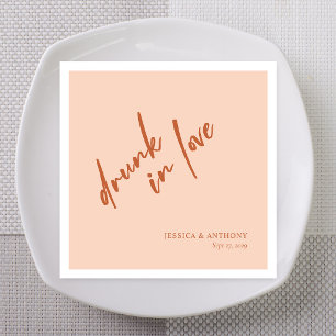 Terracotta Handwritten Drunk in Love Custom Names Napkin