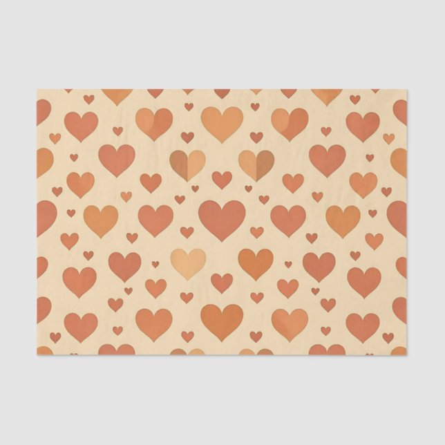 Terracotta Heart Scatter Pattern Tissue Paper (Front)