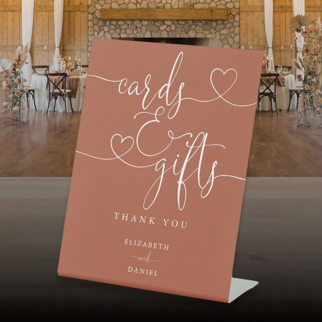 Terracotta Heart Script Cards And Gifts Pedestal Sign (Terracotta Heart Script Cards And Gifts Pedestal Sign)