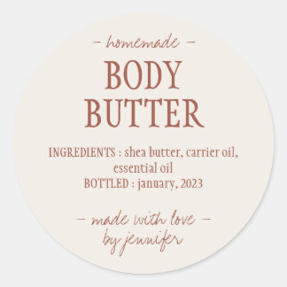 Terracotta Homemade Body Butter Classic Round Sticker