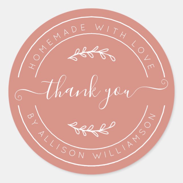 Terracotta Homemade Thank You Label (Front)