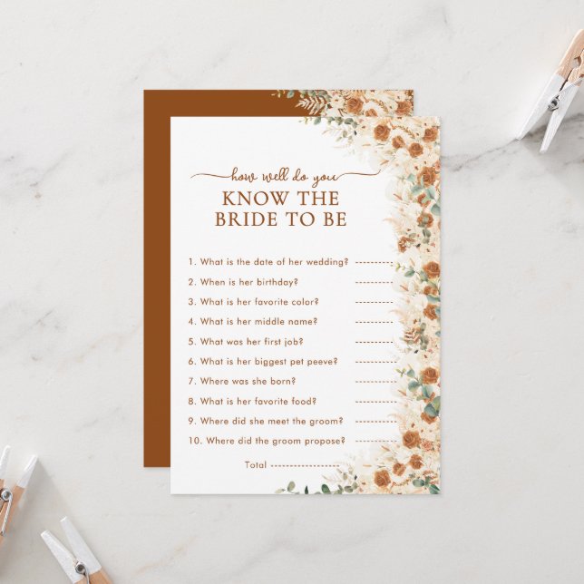 Terracotta How Well Do You Know the Bride Game (Front/Back In Situ)